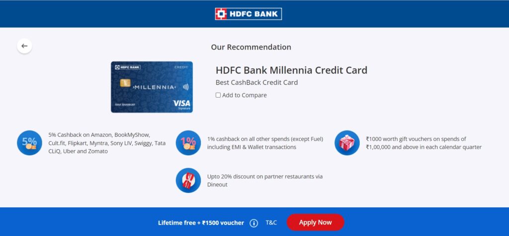 HDFC Millennia Credit Card Apply
